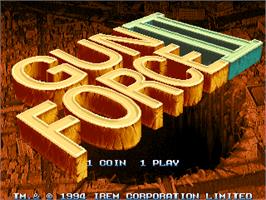 Title screen of Gun Force II on the Arcade.