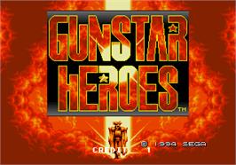 Title screen of Gunstar Heroes on the Arcade.