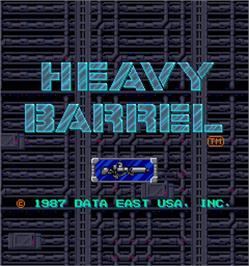 Title screen of Heavy Barrel on the Arcade.