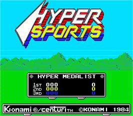 Title screen of Hyper Sports on the Arcade.