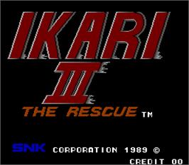 Title screen of Ikari III - The Rescue on the Arcade.