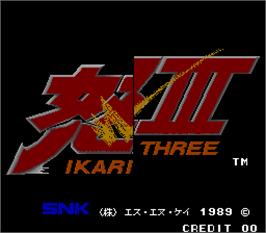 Title screen of Ikari Three on the Arcade.