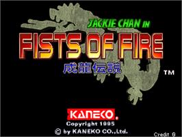 Title screen of Jackie Chan in Fists of Fire on the Arcade.
