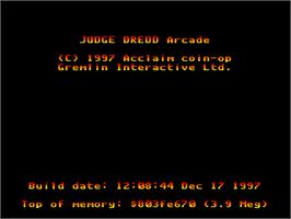 Title screen of Judge Dredd on the Arcade.