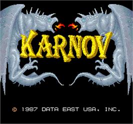 Title screen of Karnov on the Arcade.
