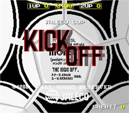 Title screen of Kick Off: Jaleco Cup on the Arcade.