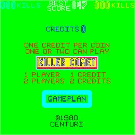 Title screen of Killer Comet on the Arcade.