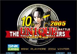 Title screen of King of Fighters 10th Anniversary 2005 Unique, The on the Arcade.