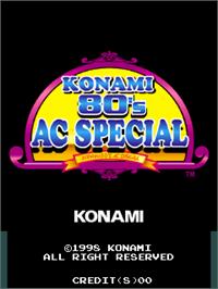 Title screen of Konami 80's AC Special on the Arcade.