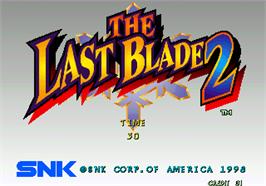 Title screen of Last Blade 2 / Bakumatsu Roman: Dai Ni Maku Gekka no Kenshi, The on the Arcade.