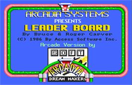 Title screen of Leader Board Golf on the Arcade.