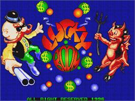 Title screen of Lucky Boom on the Arcade.