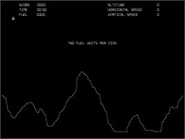 Title screen of Lunar Lander on the Arcade.