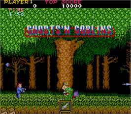 Title screen of Makaimura on the Arcade.