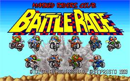Title screen of Masked Riders Club Battle Race on the Arcade.