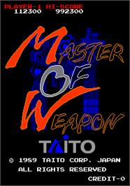 Title screen of Master of Weapon on the Arcade.