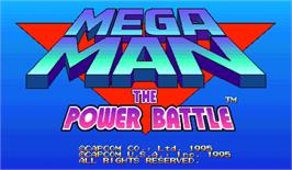 Title screen of Mega Man: The Power Battle on the Arcade.