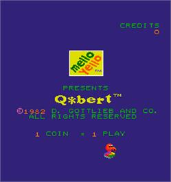 Title screen of Mello Yello Q*bert on the Arcade.