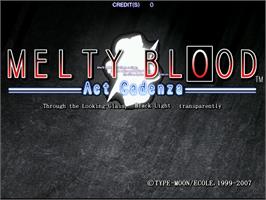 Title screen of Melty Blood Act Cadenza Ver B on the Arcade.
