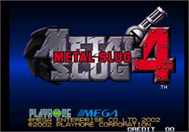 Title screen of Metal Slug 4 on the Arcade.