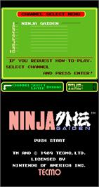 Title screen of Ninja Gaiden on the Arcade.