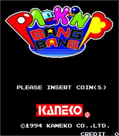 Title screen of Pack'n Bang Bang on the Arcade.