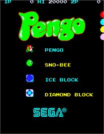 Title screen of Pengo on the Arcade.