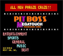 Title screen of Pit Boss Megatouch on the Arcade.