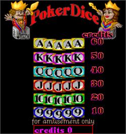 Title screen of Poker Dice on the Arcade.