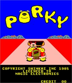 Title screen of Porky on the Arcade.