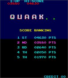 Title screen of Quaak on the Arcade.
