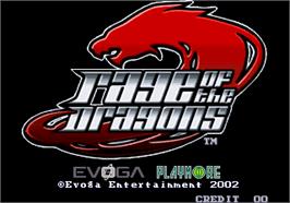 Title screen of Rage of the Dragons on the Arcade.