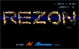 Title screen of Rezon on the Arcade.