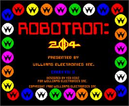 Title screen of Robotron: 2084 on the Arcade.