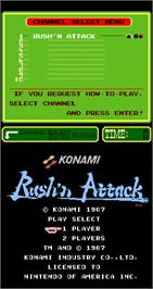 Title screen of Rush'n Attack on the Arcade.