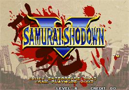 Title screen of Samurai Shodown V / Samurai Spirits Zero on the Arcade.