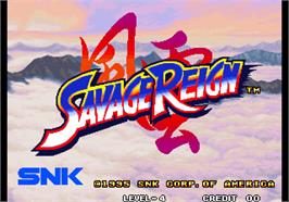 Title screen of Savage Reign / Fu'un Mokushiroku - kakutou sousei on the Arcade.