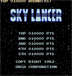 Title screen of Sky Lancer on the Arcade.