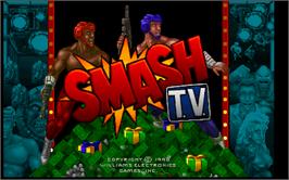 Title screen of Smash T.V. on the Arcade.
