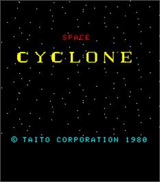 Title screen of Space Cyclone on the Arcade.