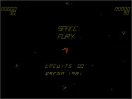 Title screen of Space Fury on the Arcade.