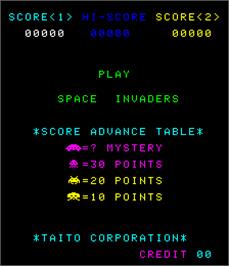 Title screen of Space Invaders on the Arcade.