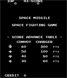 Title screen of Space Missile - Space Fighting Game on the Arcade.
