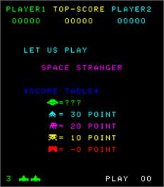 Title screen of Space Stranger 2 on the Arcade.