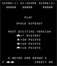Title screen of Space Wipeout on the Arcade.