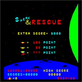 Title screen of Speak & Rescue on the Arcade.