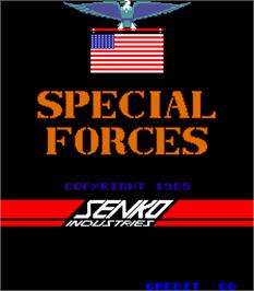 Title screen of Special Forces on the Arcade.