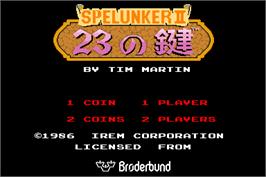 Title screen of Spelunker II - 23 no Kagi on the Arcade.