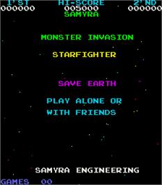 Title screen of Starfighter on the Arcade.