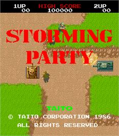 Title screen of Storming Party / Riku Kai Kuu Saizensen on the Arcade.